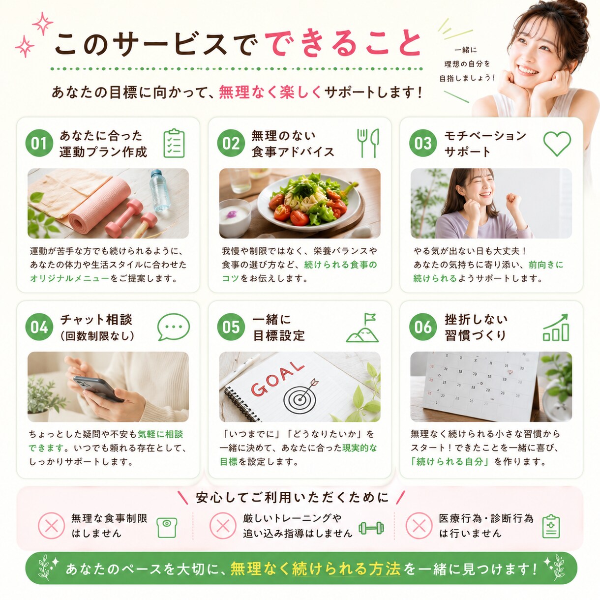 無理なく続けられるよう伴走します 【運動嫌い専門】続けられるパーソナルダイエット相談 イメージ3