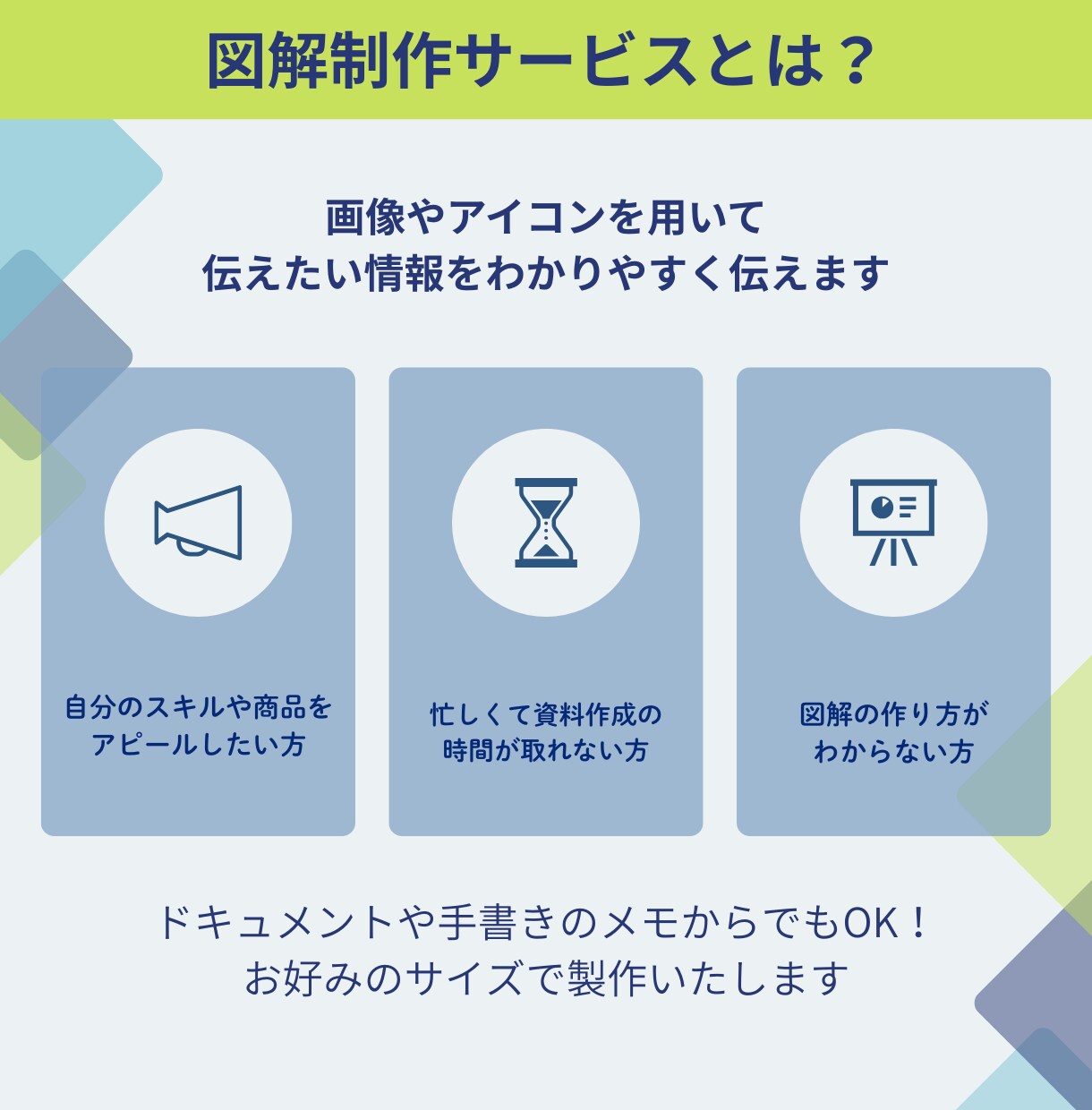 一目で伝わる図解デザイン制作します 伝わらない… そのお悩み、図解で解決しませんか？ イメージ2