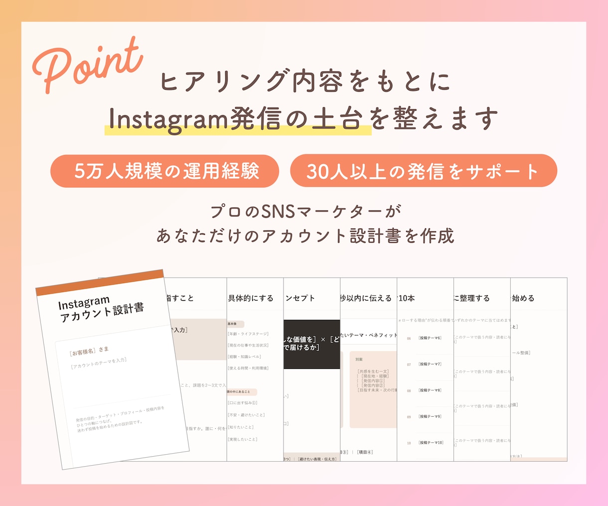Instagramアカウントをプロが設計します 発信テーマ・プロフィールを整えてあなただけの設計書を作成 イメージ2