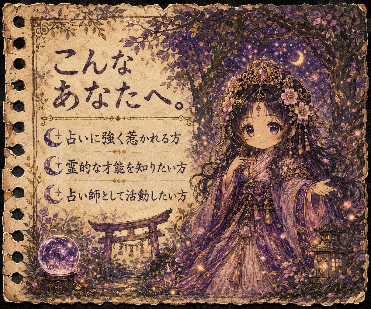 占い師の才能を過去世と守護霊の霊視で診断します 魔女・巫女・聖職者・僧侶、魂に刻まれた才能を鑑定します。 イメージ4