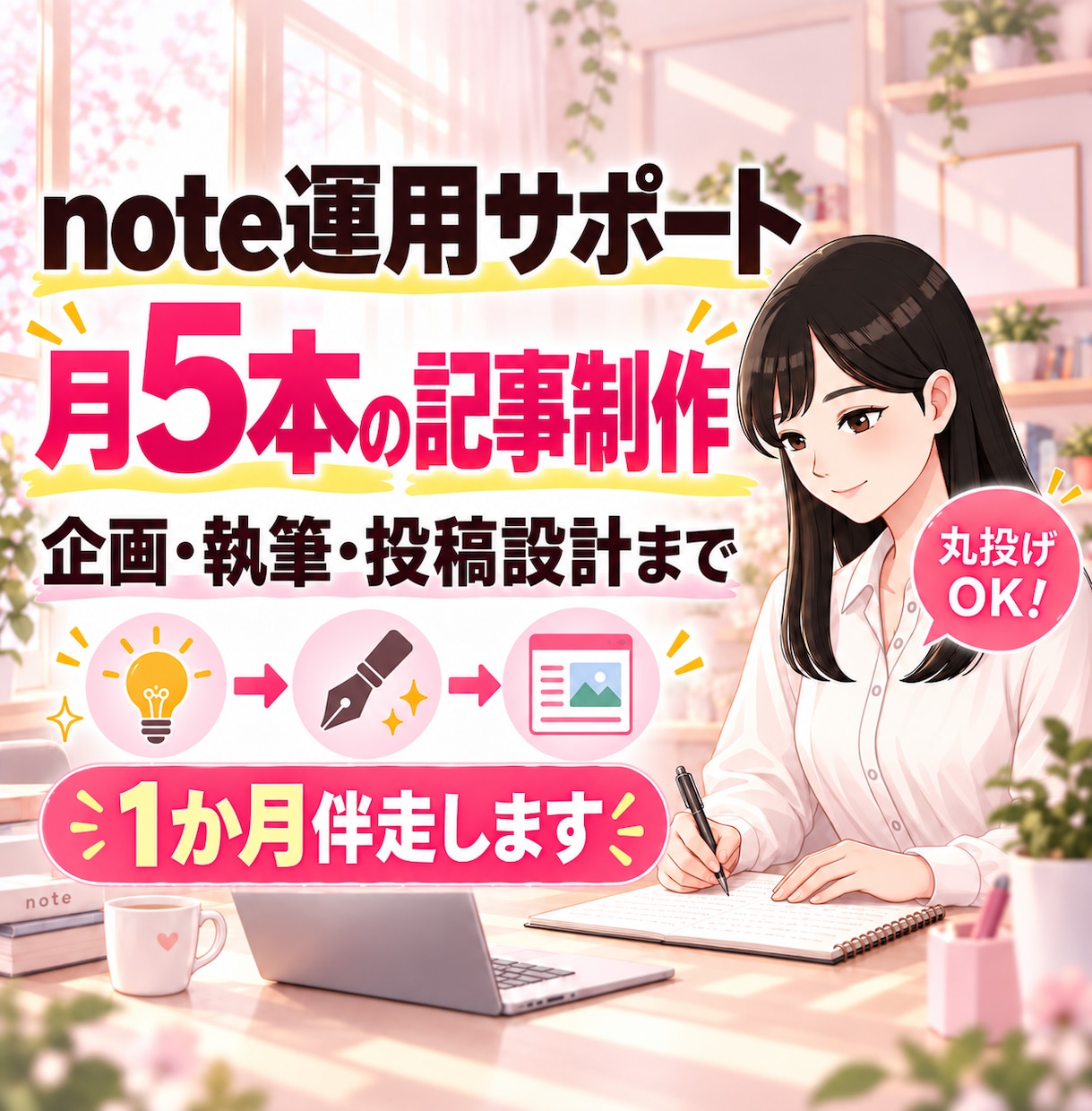 note運用サポート｜月5本の記事制作を代行します 企画・執筆・投稿計画まで1か月伴走します！ イメージ1