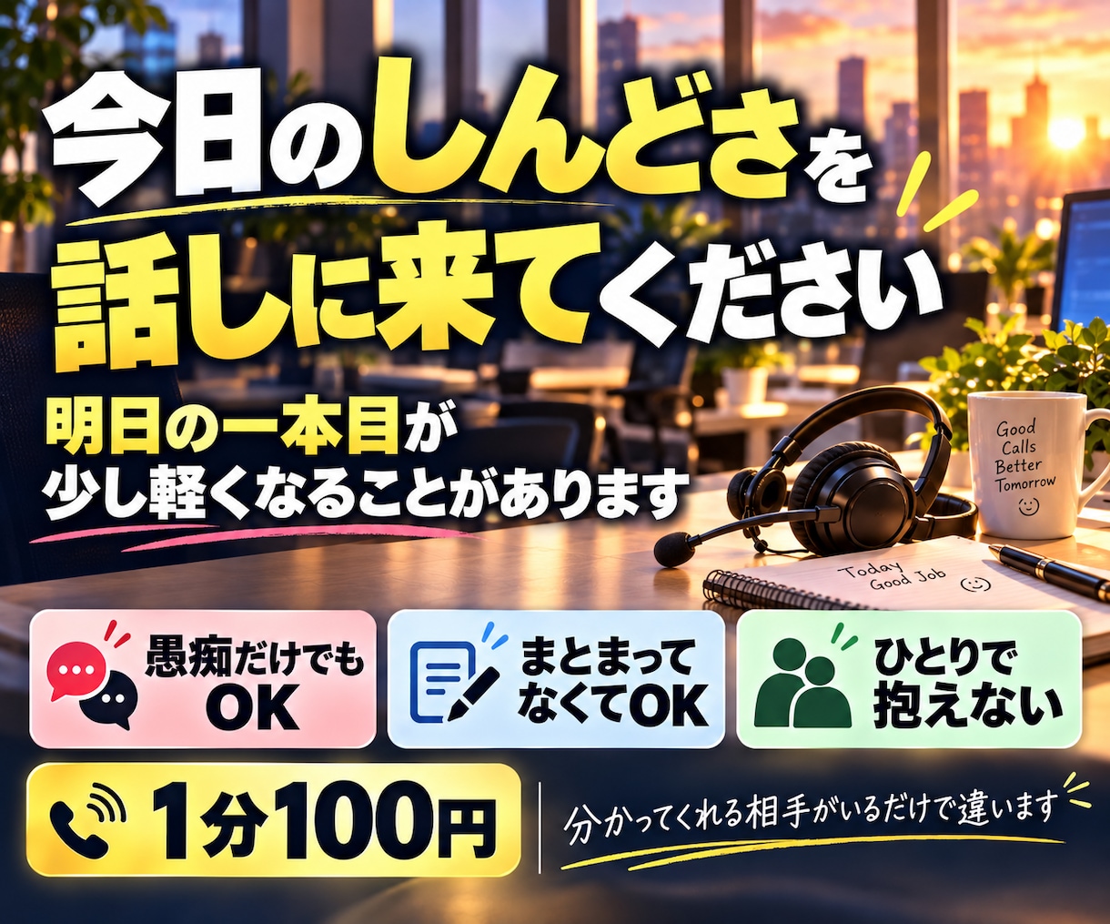 今すぐ電話OK！テレアポ・コルセンの愚痴を聞きます 仕事の電話で疲れたら、今度はあなたのための電話を イメージ10