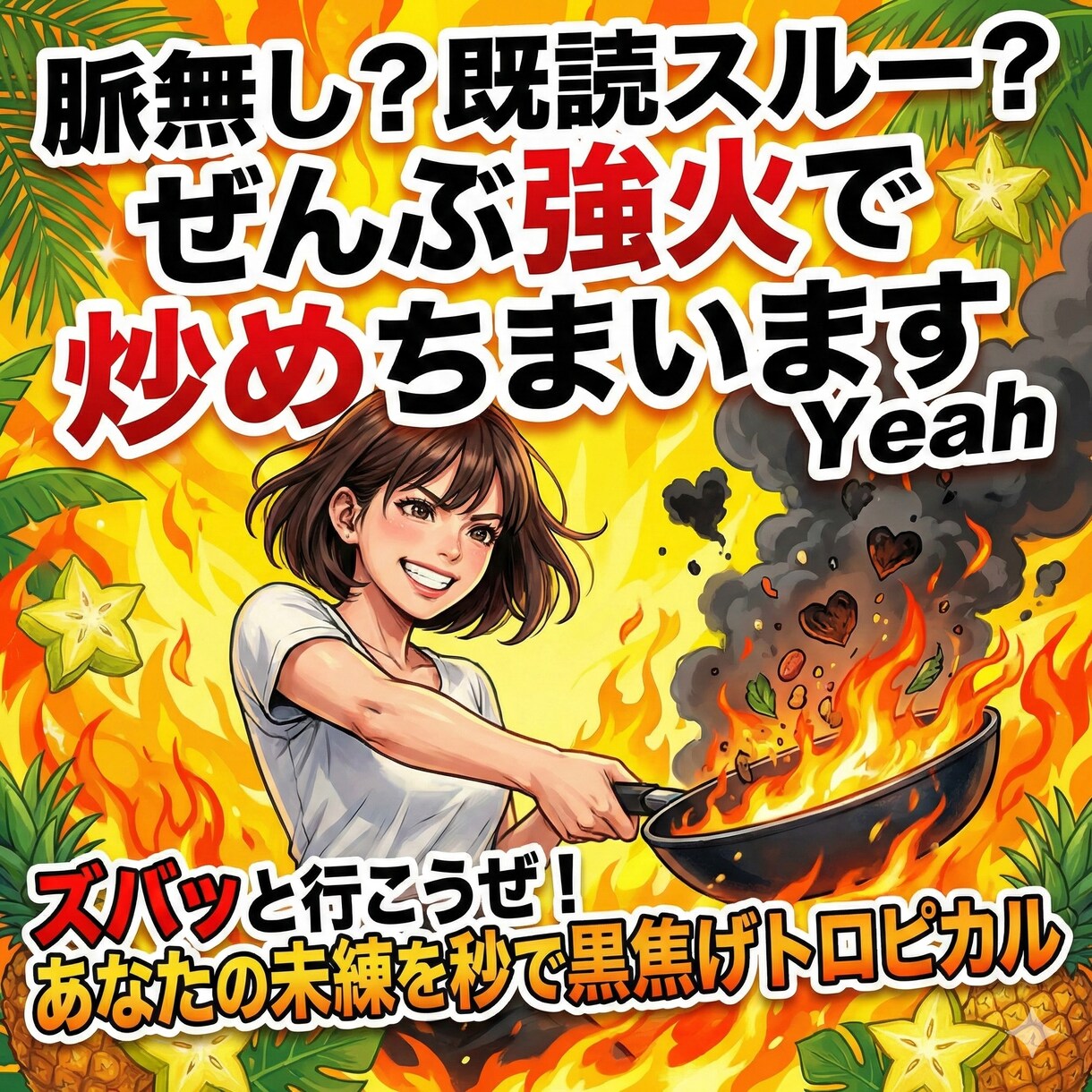 脈無し？既読スルー？恋愛の悩み全部炒めちまいます Yeahズバッと行こうぜ！あなたの未練を秒で黒焦げトロピカル イメージ3