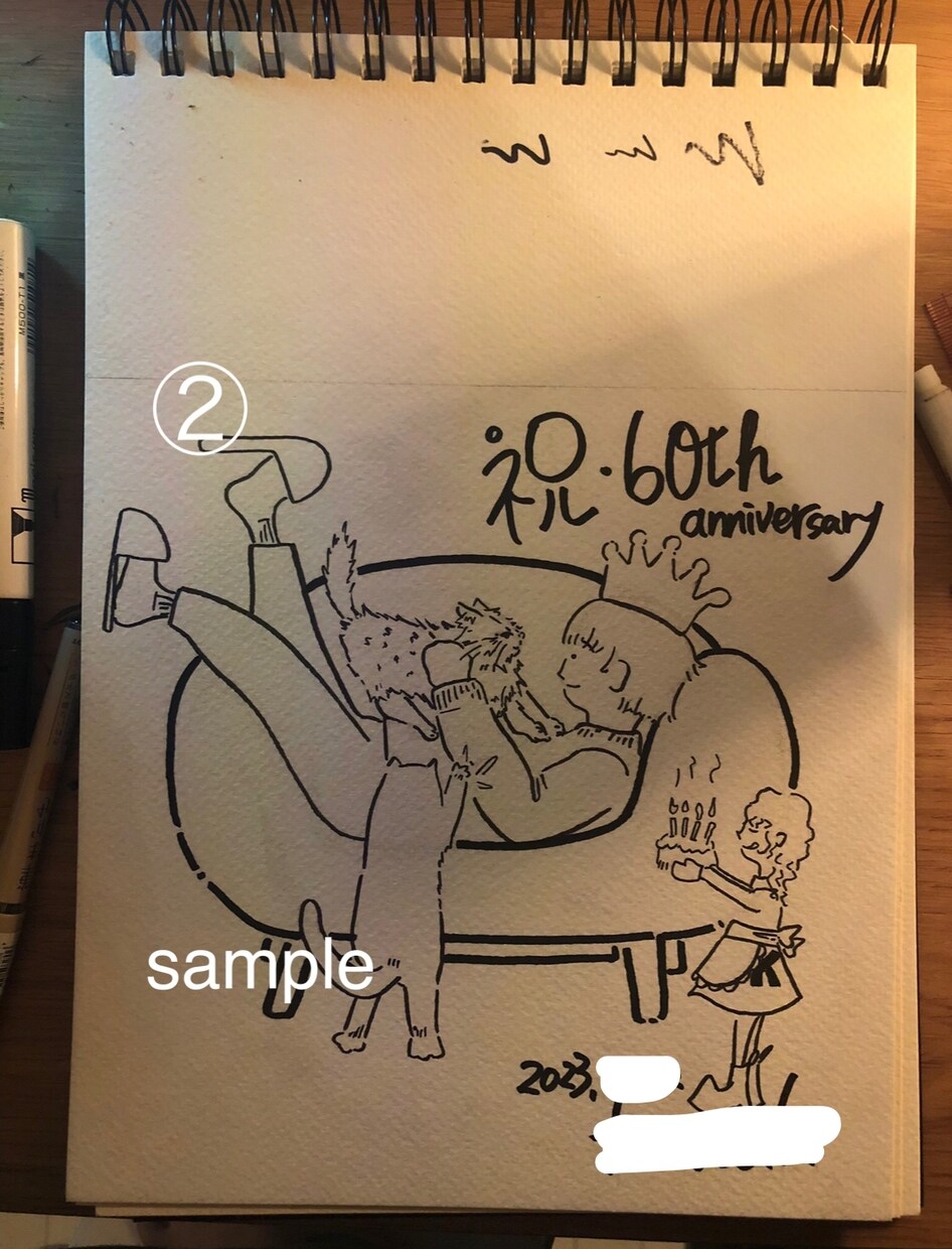 プレゼントの挿絵カード描きます 【送料無料】手書きイラスト原画配送いたします イメージ4