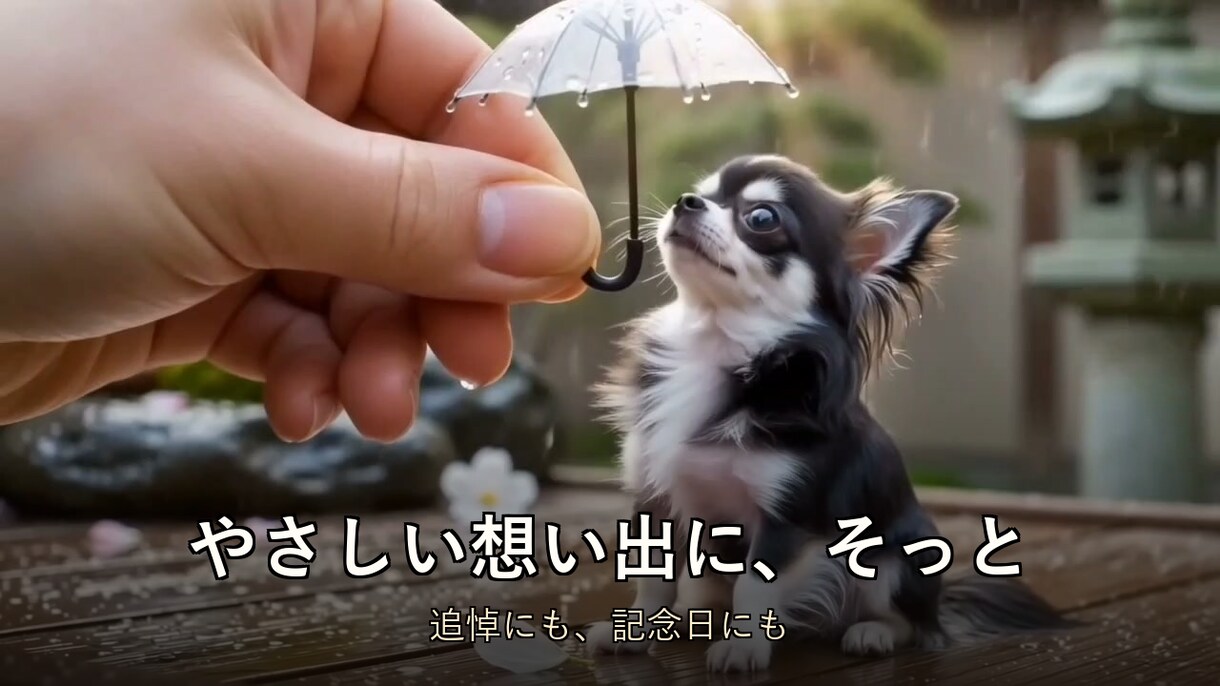愛犬愛猫の写真を動く想い出ムービーにします あの子がもう一度動き出す。追悼にも、記念日の贈り物にも。 イメージ3