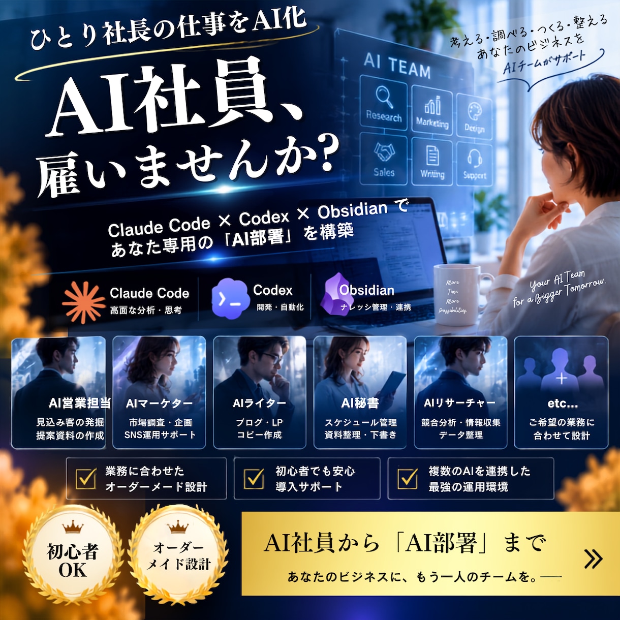 あなた専用のAI社員・AI部署を構築します あなたの仕事を理解して動くAIチームを構築します イメージ1