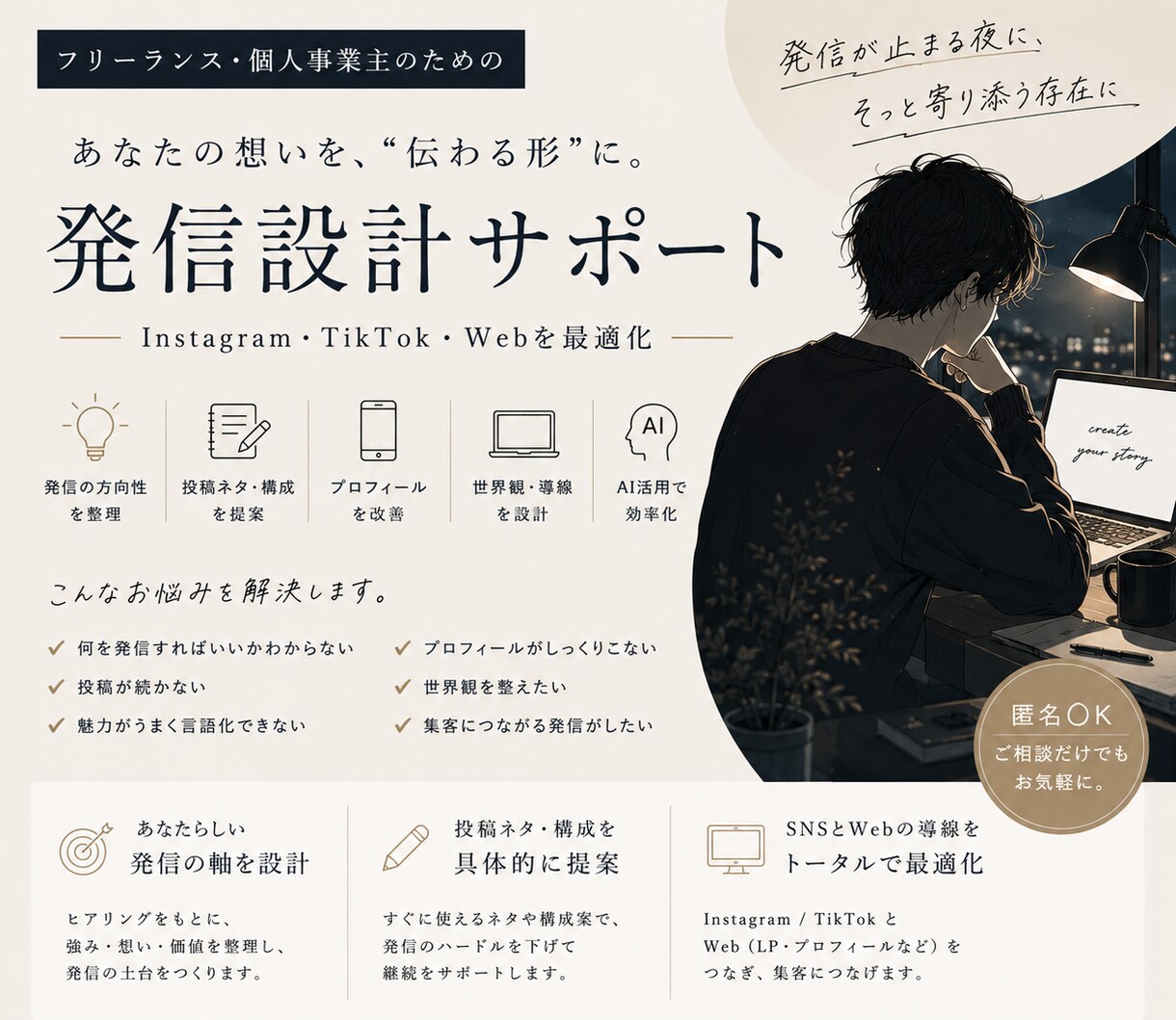 あなたの発信を整理してSNS設計します 投稿が止まる人向け発信サポート イメージ1
