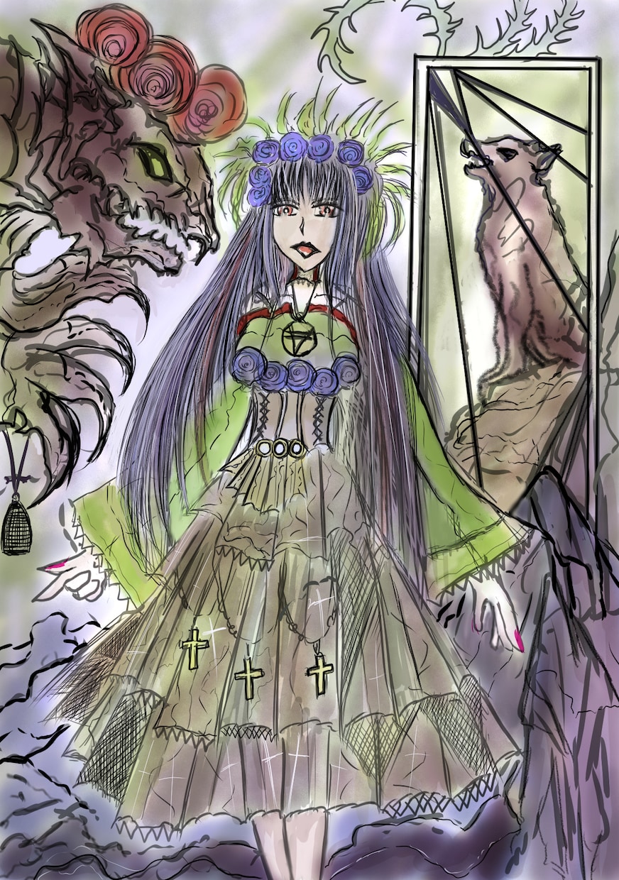 ダークファンタジーのイラストを描きます 私にしか描けない絵柄の綺麗でダークな絵を描いています！ イメージ2