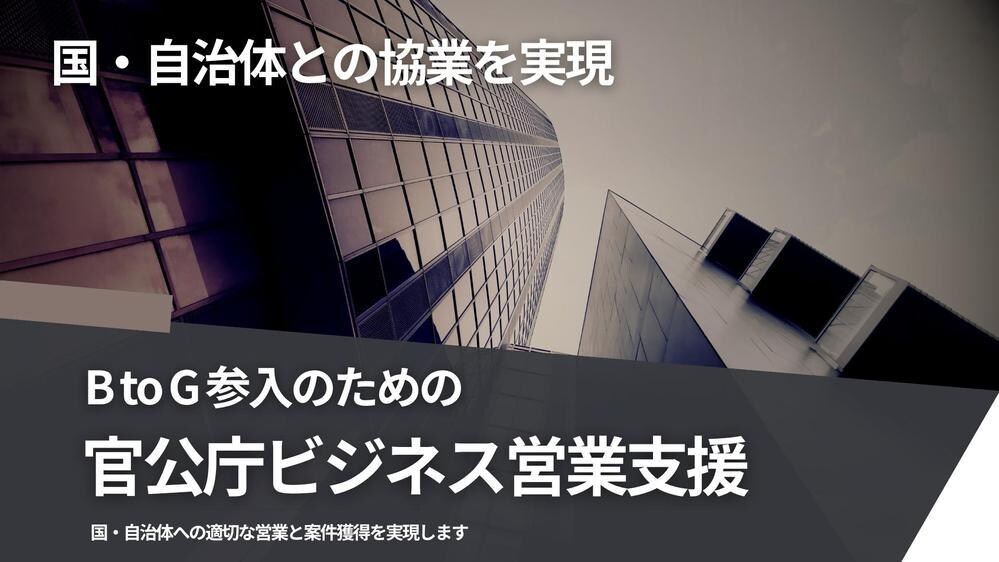 官公庁・自治体への営業活動をコンサルティングします 官公庁・自治体へのアプローチ・提案活動の実行を支援します イメージ1