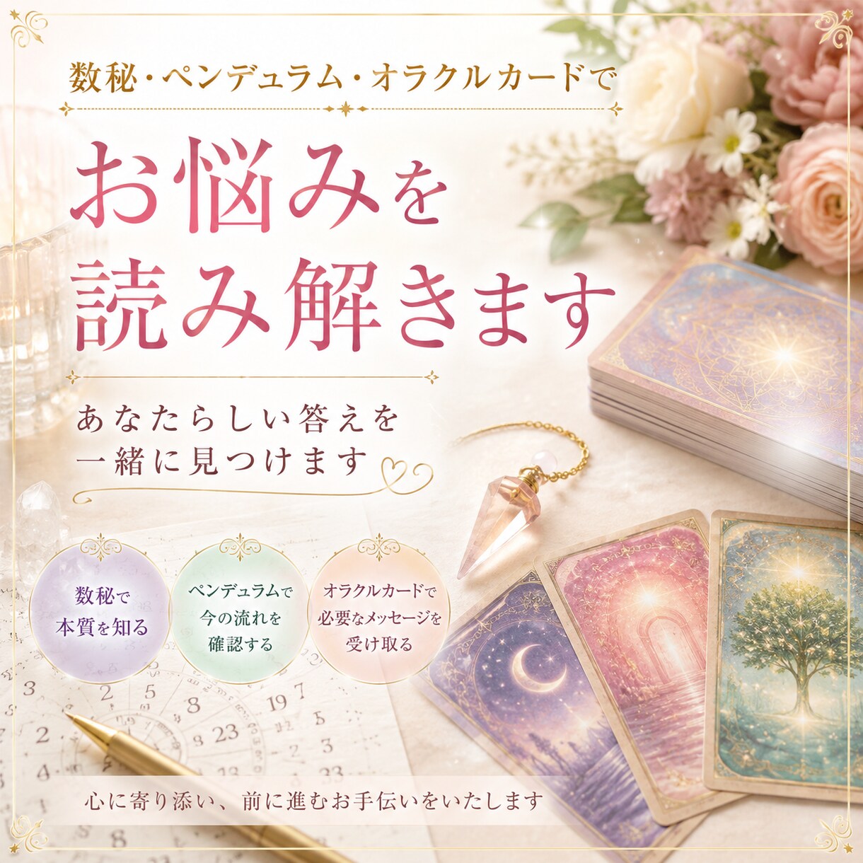 数秘・ペンデュラム・オラクルカードでお答えします あなたらしい答えを一緒に見つけます イメージ1