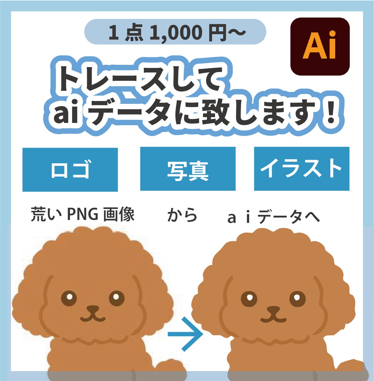 ロゴや画像をAiデータにトレースします 即日納品！ベクター化で高画質に！印刷用データに使えます イメージ1