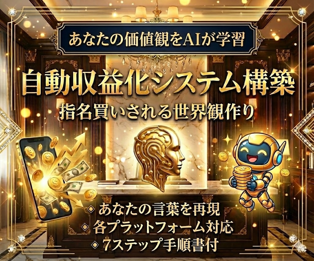 AIと対話するだけで収益化に必要な全素材を作ります 自動化｜スマホ1台｜1日15分｜初心者OK｜ イメージ1