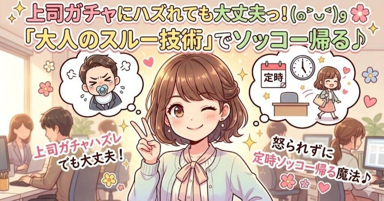怒られずに定時でソッコー帰るための技術教えます 上司ガチャにハズれても大丈夫っ！大人のスルー技術 イメージ1