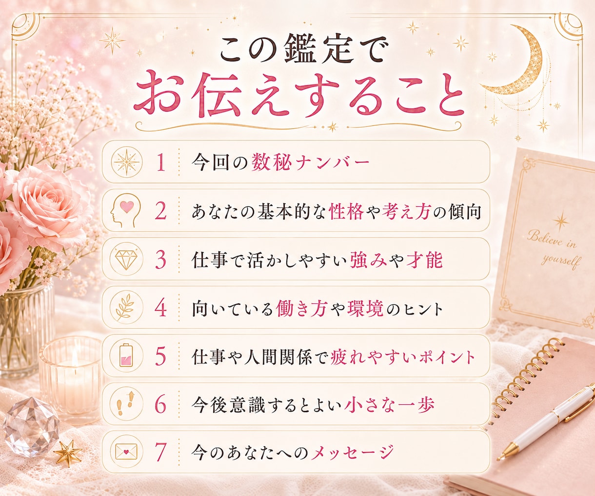 仕事続ける？転職する？どう動くべきか相談乗ります 数秘術を用いて本質、強み、今後の行動の一歩ををお伝えします イメージ6