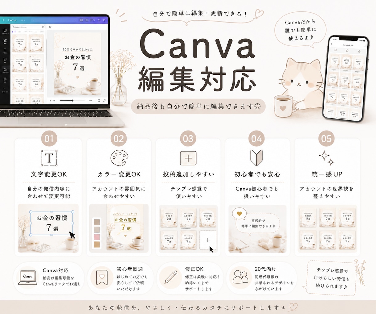 Canva編集可能な投稿制作します 20代向けの共感投稿を丁寧に制作します✨ イメージ2