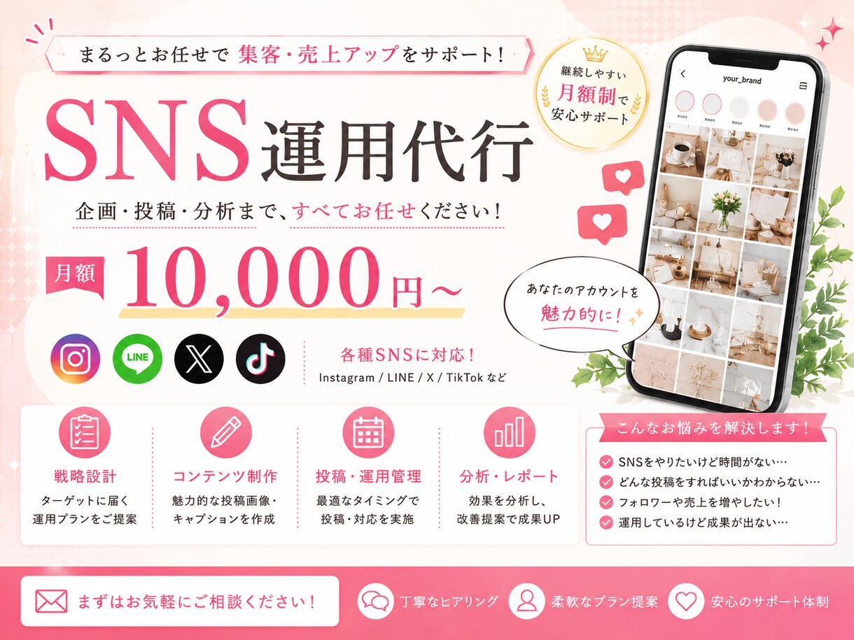 SNS運用代行します 発信したい気持ちはあるのに時間がない…そこをサポートします イメージ1