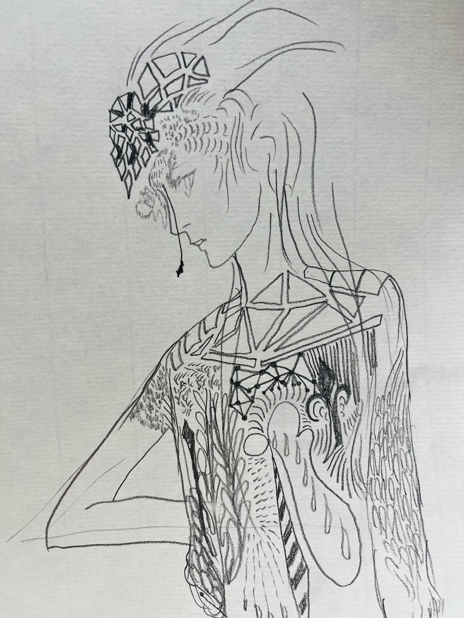 イラスト、グラフィックアートの様な作品を作ります 淡い太陽の日陰で密かに暮らしている雨上がりなく、神の井 イメージ8