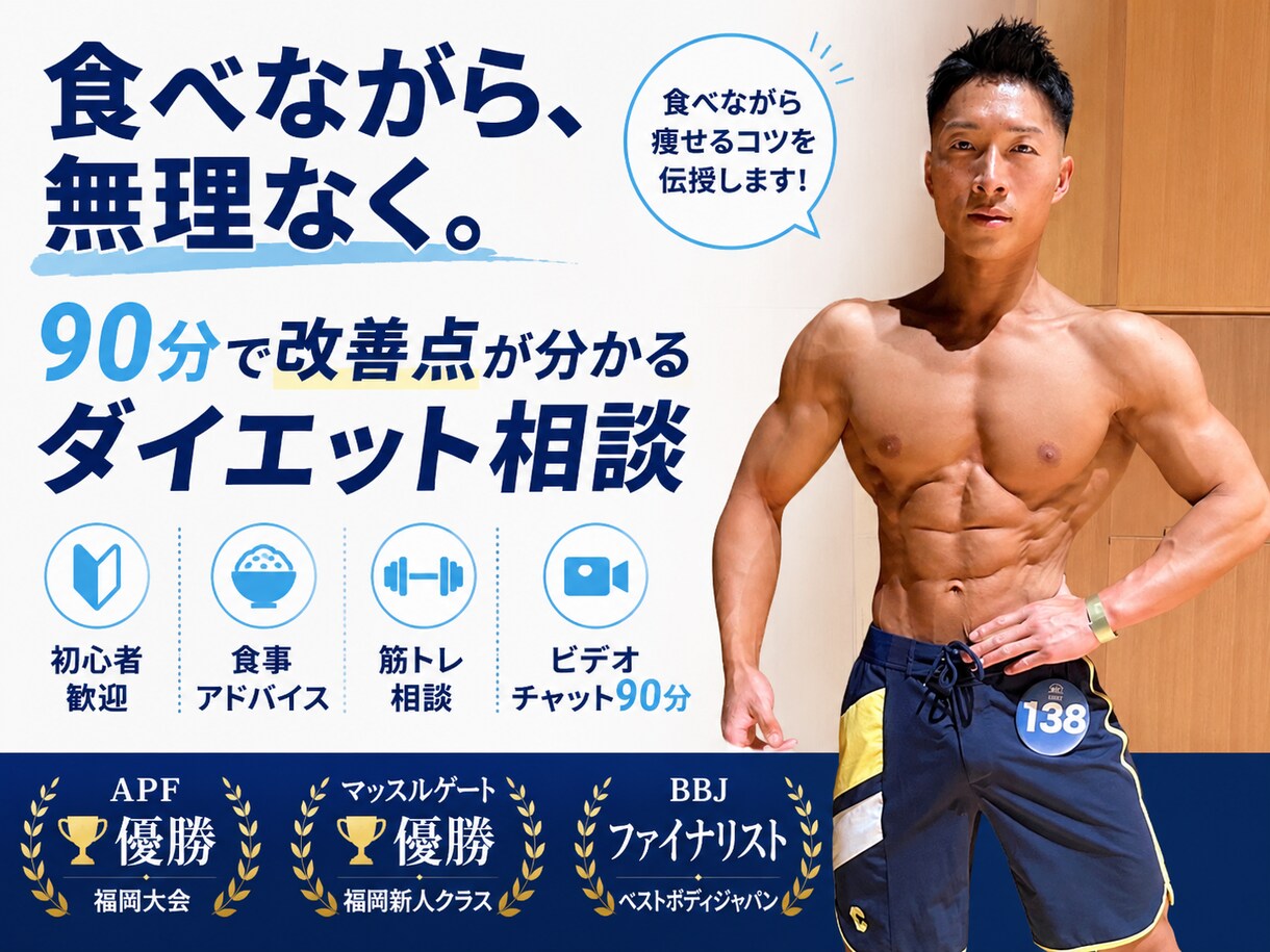 食べながら痩せるダイエットのコツを伝授します 筋肉をつけて格好良く痩せましょう。 イメージ1