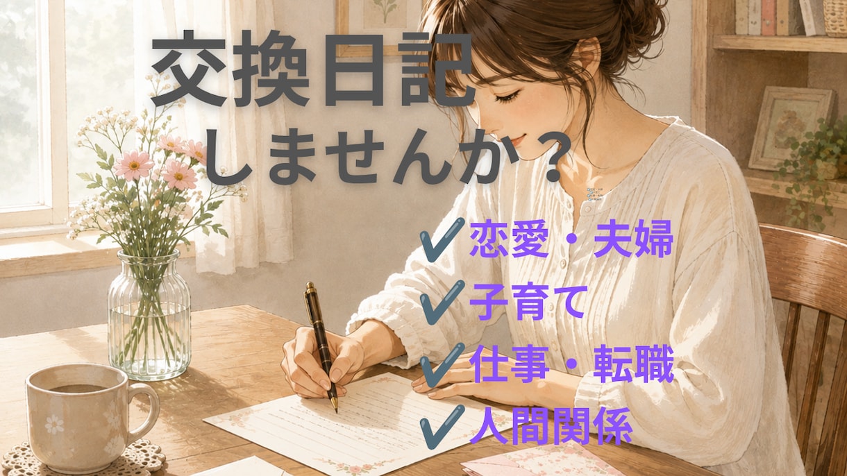 誰にも言えない悩み、ゆっくり聞きます 交換日記感覚で3往復/あなたのペースでOK/長文・短文OK イメージ1