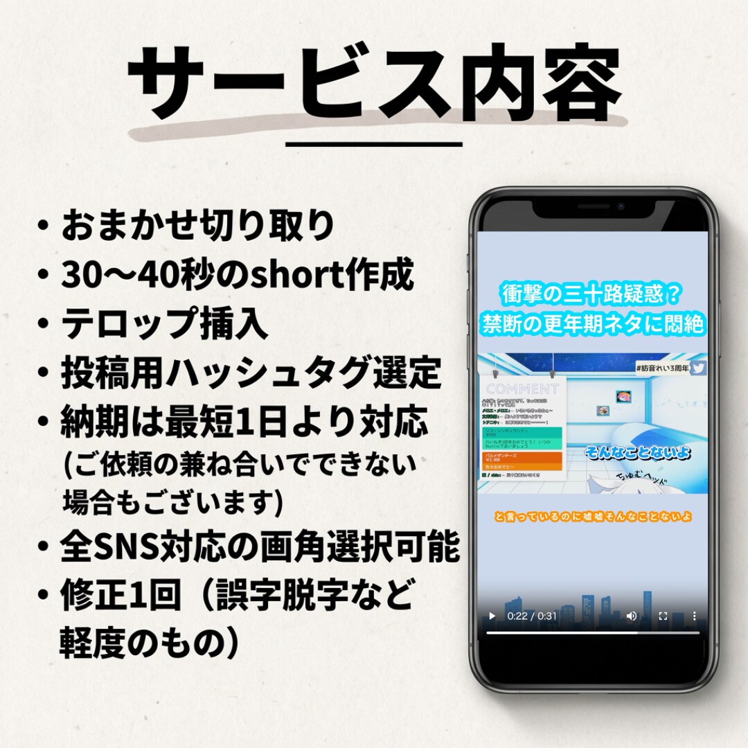 8本3000円ショート動画｜SEOタグ選定付きます 「切り抜き、ちょっと試してみたいな」──そんな方へ。 イメージ2
