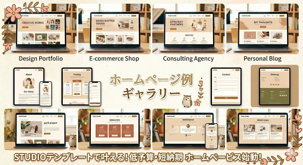 studioにてホームページを作成します 安く!早く!ホームページをお求めのお客様へ! イメージ2