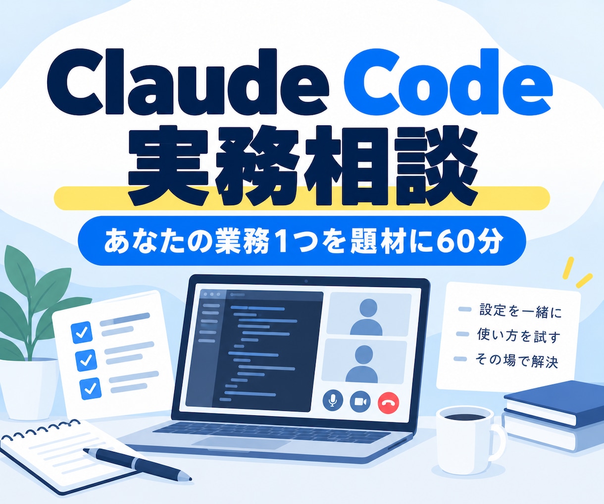 Claude Codeを実務に合わせて教えます あなたの業務1つを題材に、60分で一緒に試します イメージ1