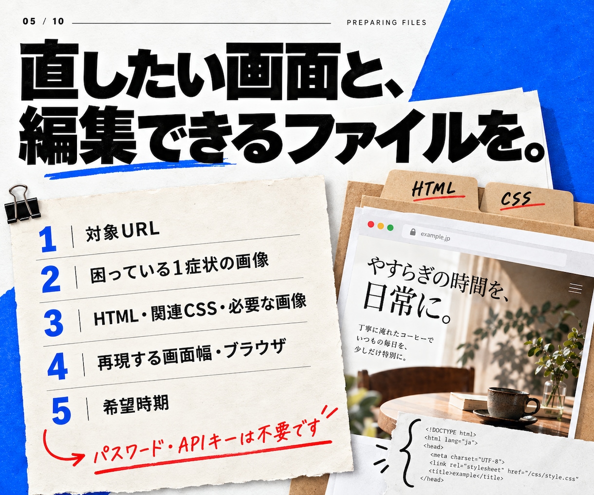 HTML製LPのスマホ表示崩れを修正します CSSの幅・折返し・重なりを調整｜購入前の確認必須 イメージ5