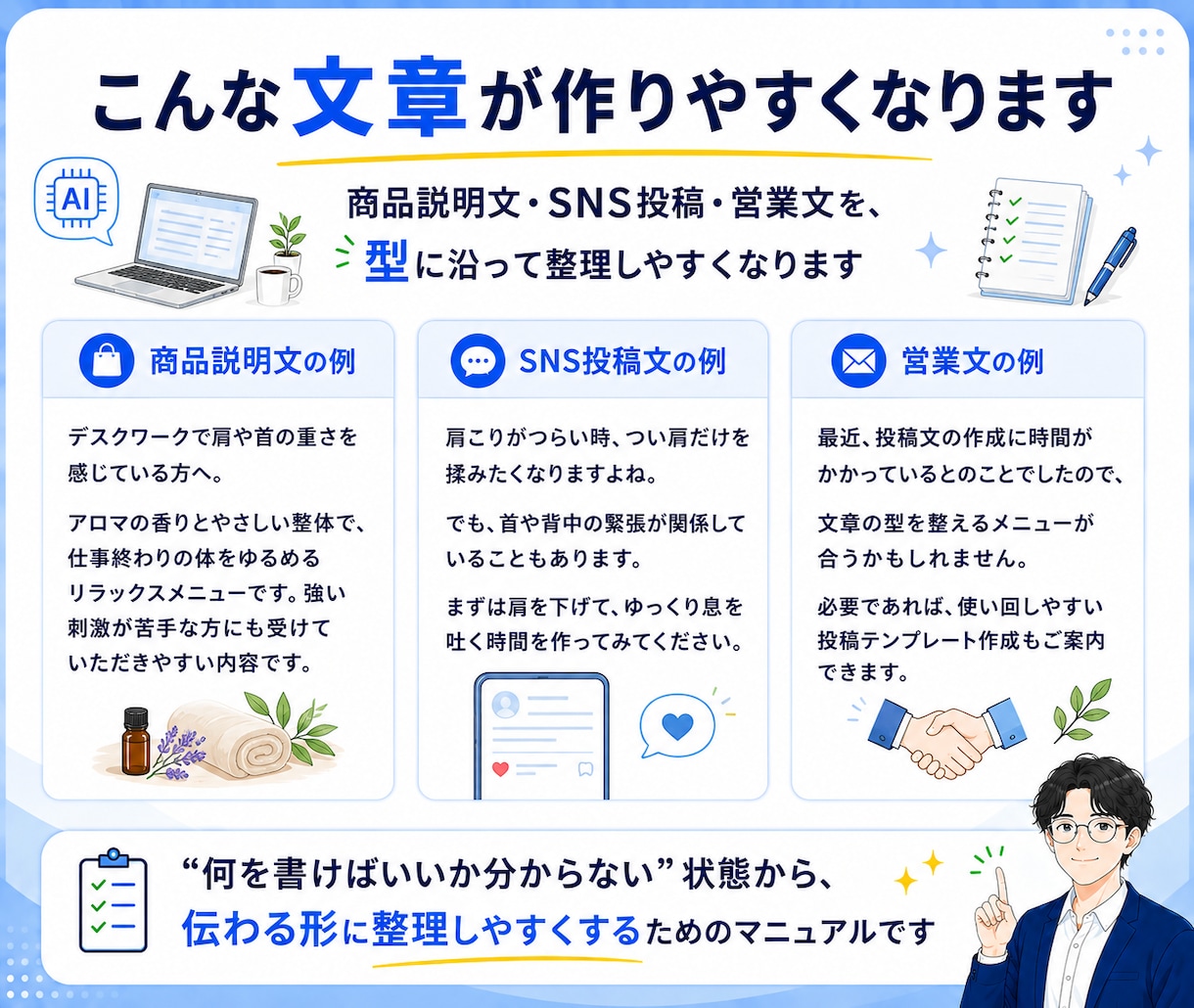 AIで文章効率化！時短マニュアルをお渡しします 【個人事業主向け】商品説明やSNS投稿を時短する実践PDF！ イメージ4