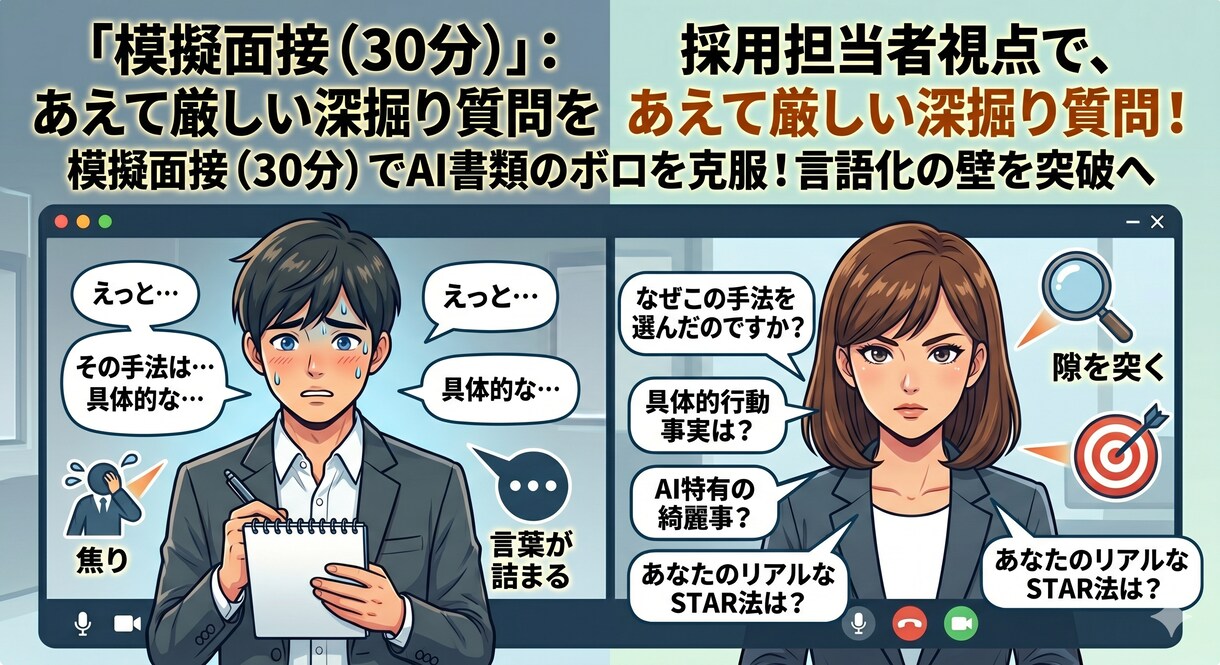 職務経歴書の面接ボロを徹底克服！言語化支援等します AIの完璧な書類を自分の言葉に！採用目線の模擬面接＆言語化 イメージ7
