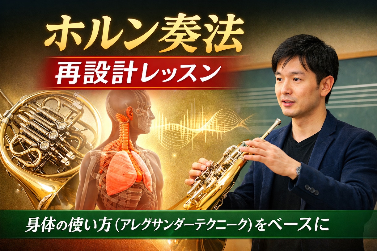 ホルン吹き・管楽器奏者へ身体の使い方レッスンします あなたに合った吹き方や練習方法を提案します イメージ1