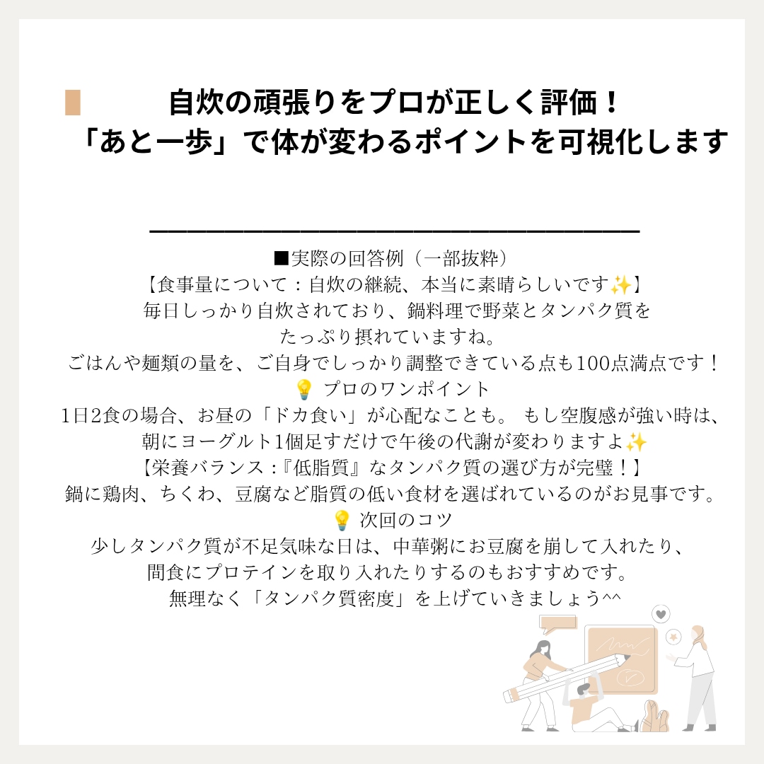 三大栄養素から導く体質改善アドバイスします ジムでいろんな年代の方の食事指導を担当しています・ イメージ3