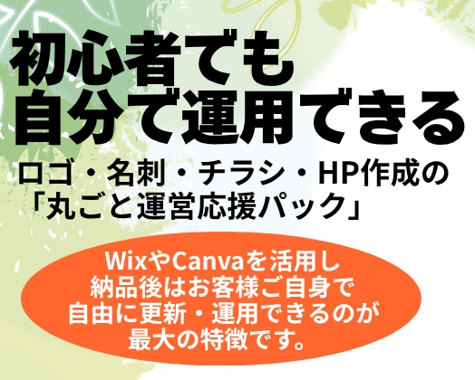 ロゴ・名刺・チラシ・HP作成丸ごとパック販売します 初心者でも自分で修正～運用ができます！ イメージ1