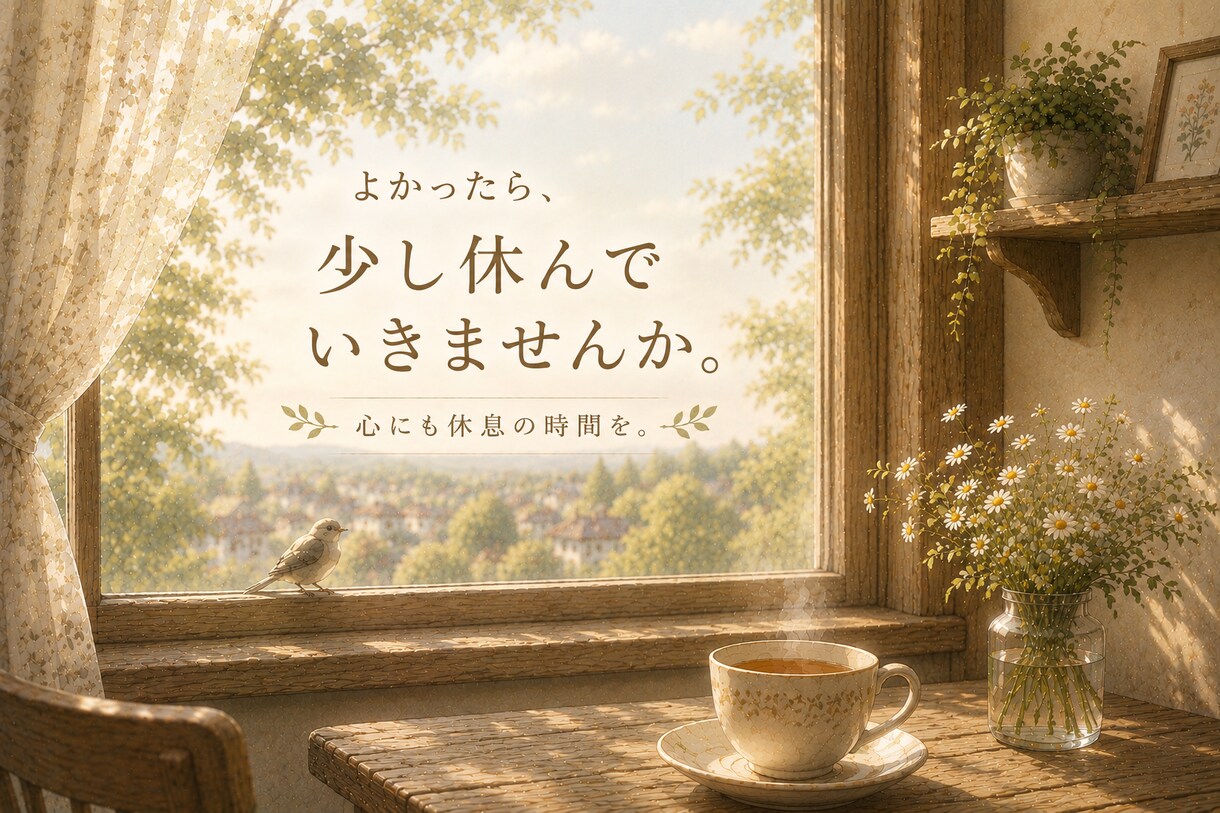 心がほっとする時間をお届けします よかったら、少し休んでいきませんか イメージ1