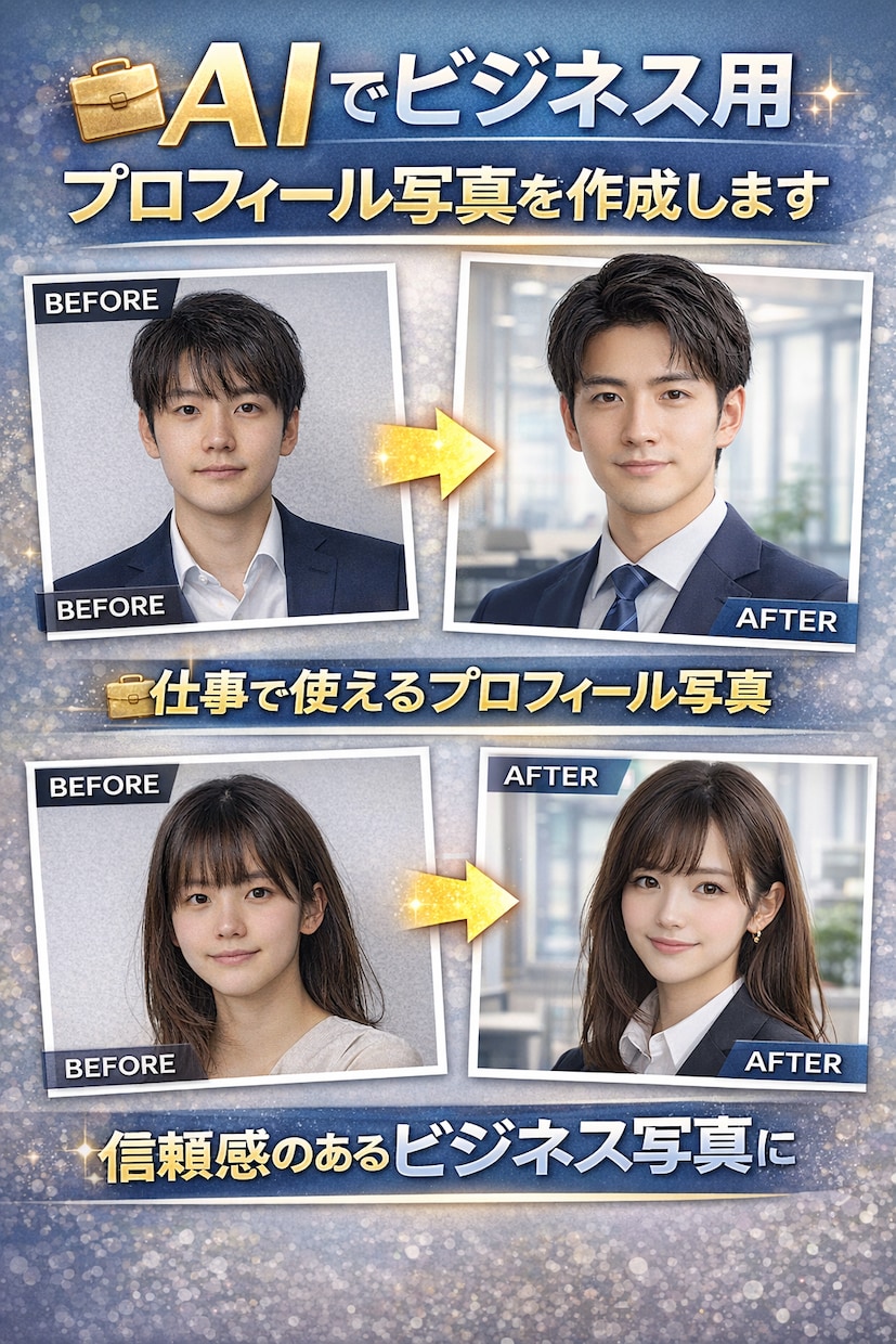AIでビジネス用プロフィール写真を作成します 仕事で使えるプロフィール写真！ イメージ1