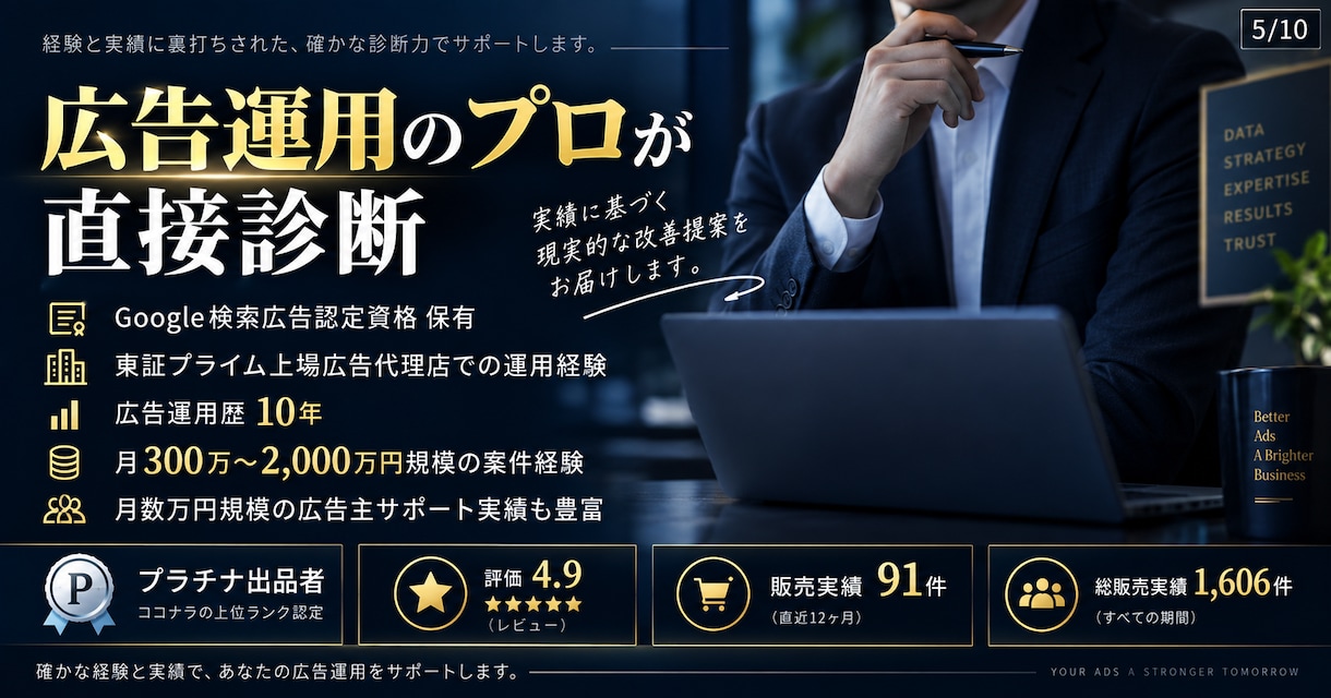 Googleリスティング広告の改善提案します 【実績豊富な認定資格者が対応】リスティング以外や別媒体も可能 イメージ5