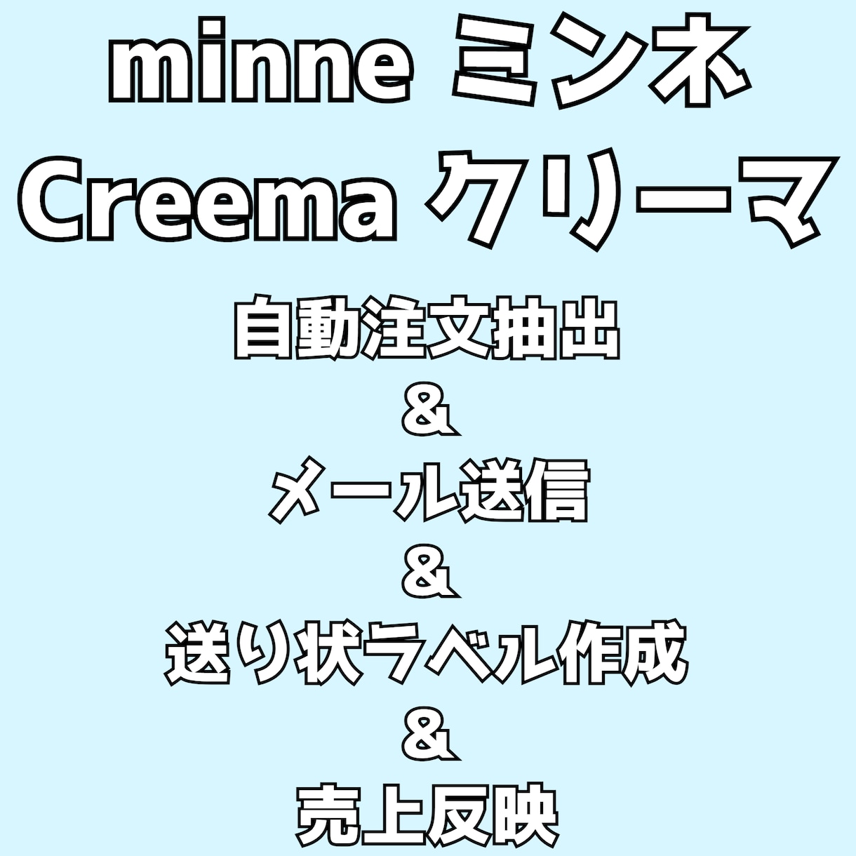 ミンネ、クリーマ 注文抽出～売上まで半自動化します 自動で注文抽出＆メール送信＆一括で宛名ラベル作成＆売上反映 イメージ1