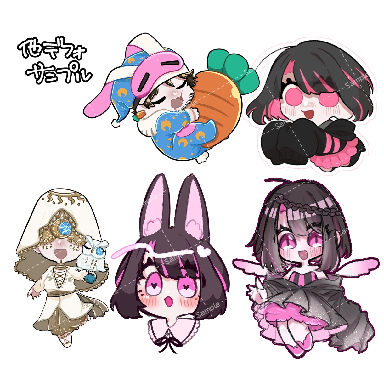 小さくて可愛いミニキャラを描きます 1.5頭身から少し高めの頭身デフォまで絵柄豊富！ イメージ5