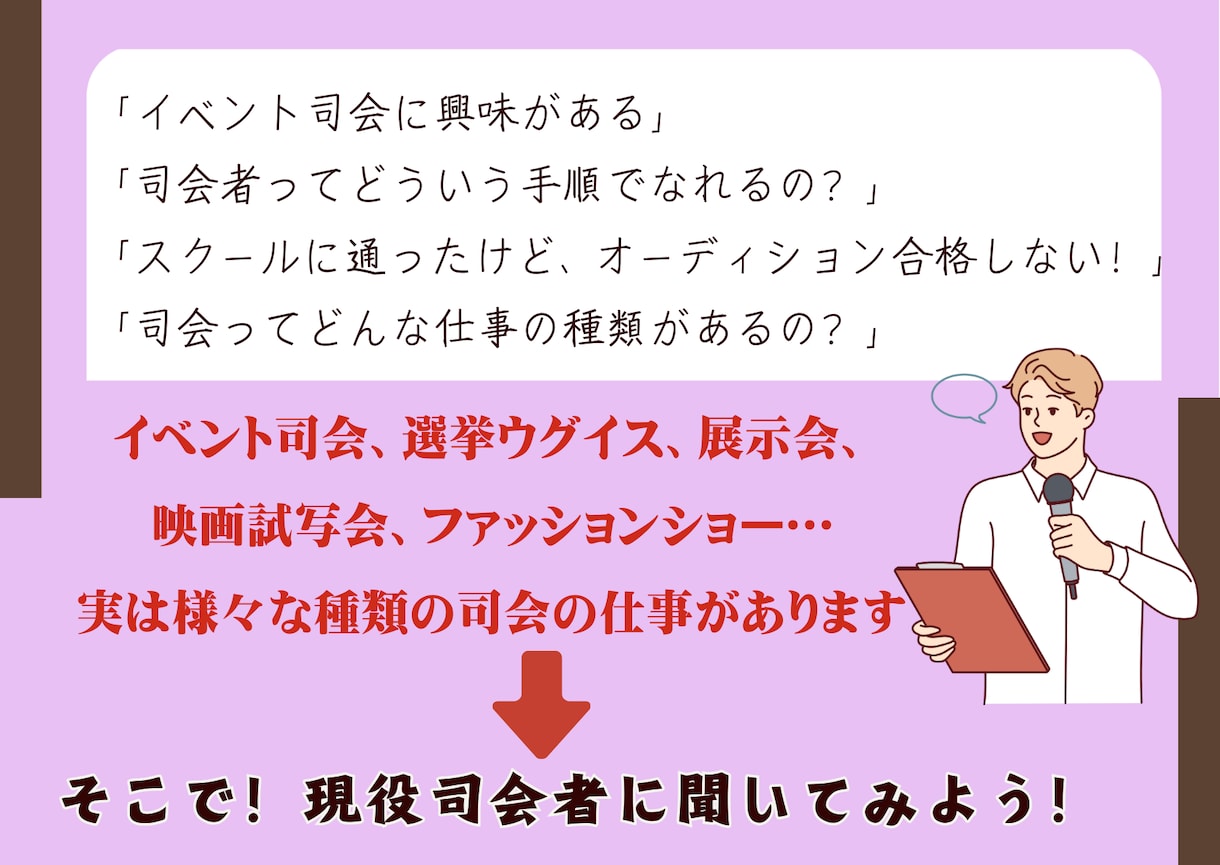 司会業に興味ある方*..☽ご指導します イベント・セミナーなど、司会者の仕事に興味がある！ イメージ2