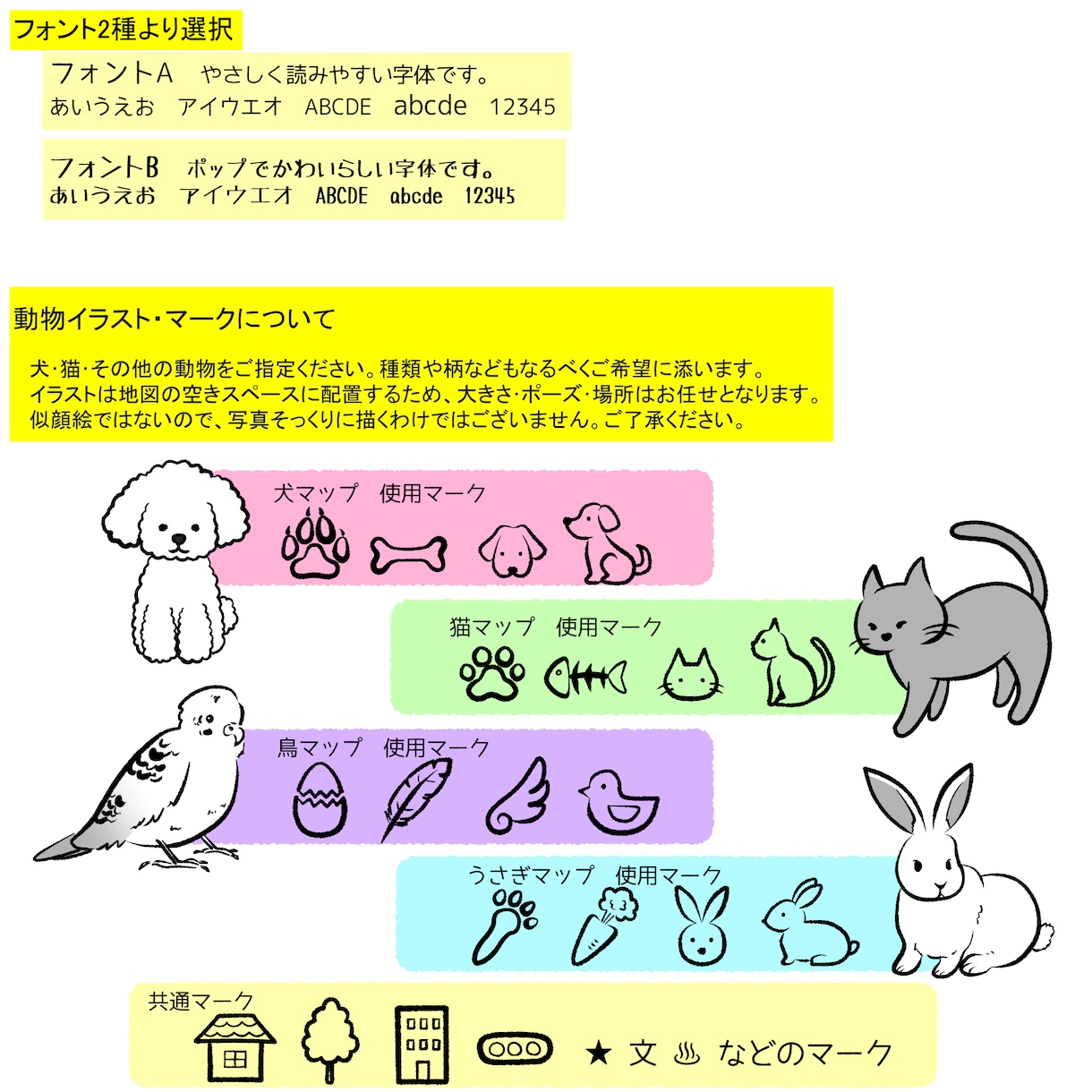 動物モチーフMAP オリジナル動物絵1点入れます 犬猫etcイラスト入りかわいい手描き風地図。チラシやHPに！ イメージ5