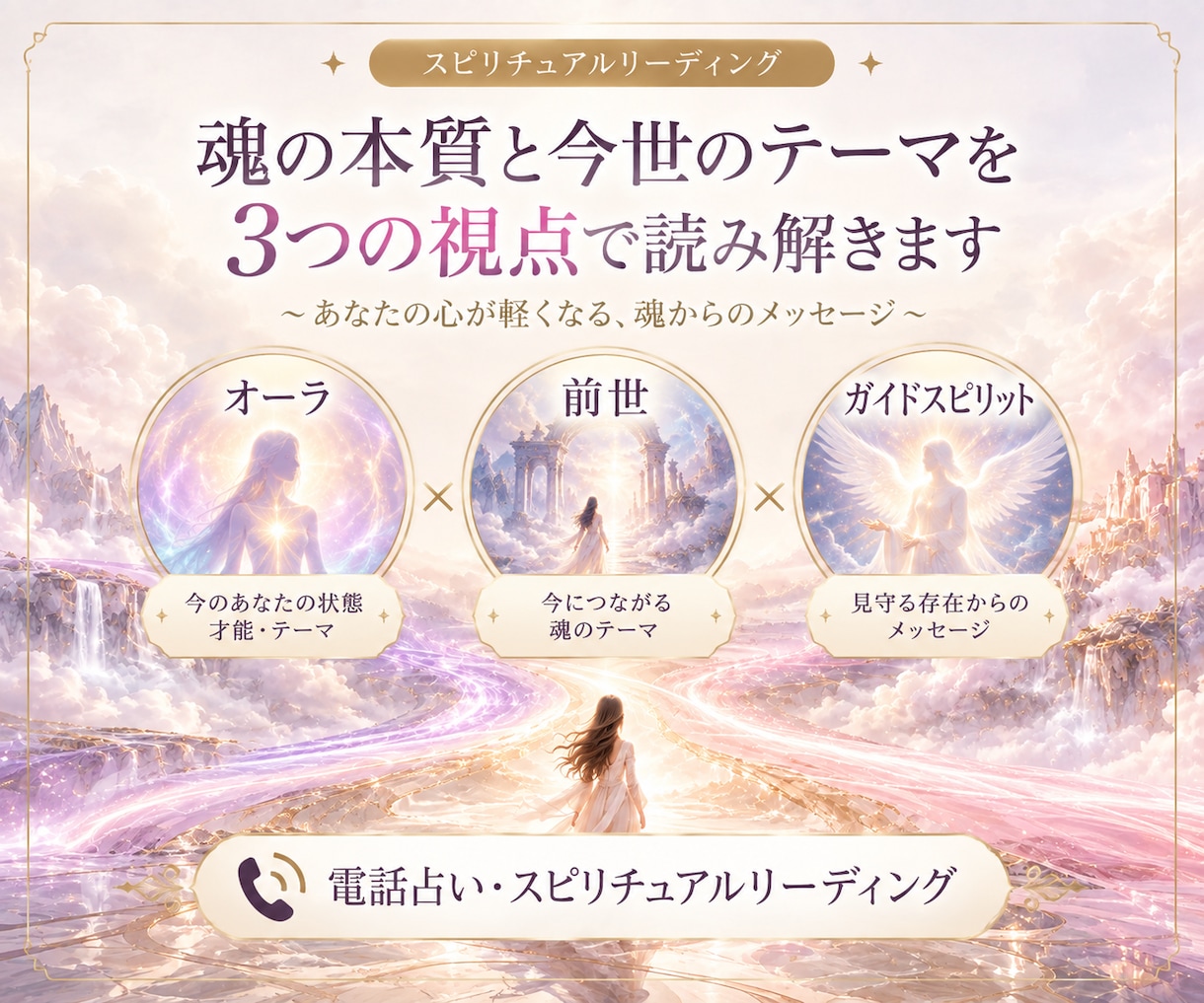 魂の本質と今世のテーマを3つの視点で読み解きます 【オーラ・前世・ガイド】から自分らしい生き方を紐解きます イメージ1