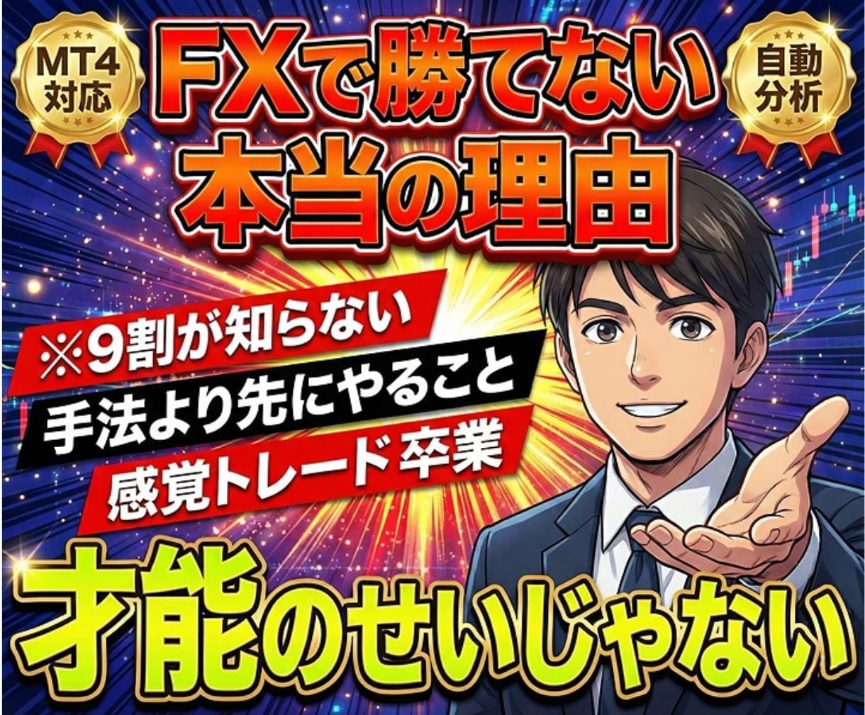 FX履歴を自動分析｜MT4全取引を可視化整理します 負けの原因を自動であぶり出す！取引履歴を整理して収支を改善 イメージ1