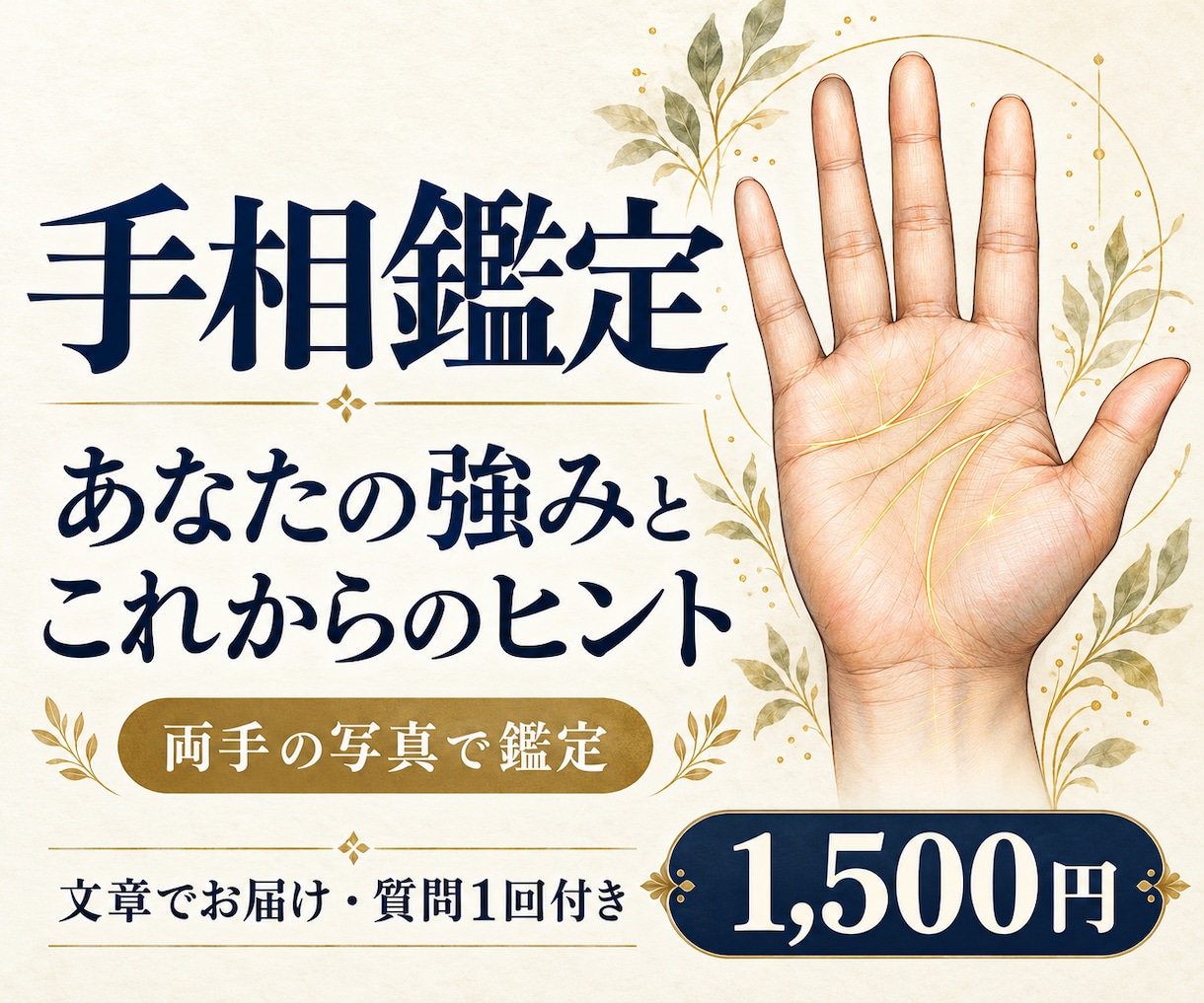 両手の写真から強みと手相を読み解きます 仕事・恋愛・人間関係の迷いに、両手の写真からヒントを イメージ1