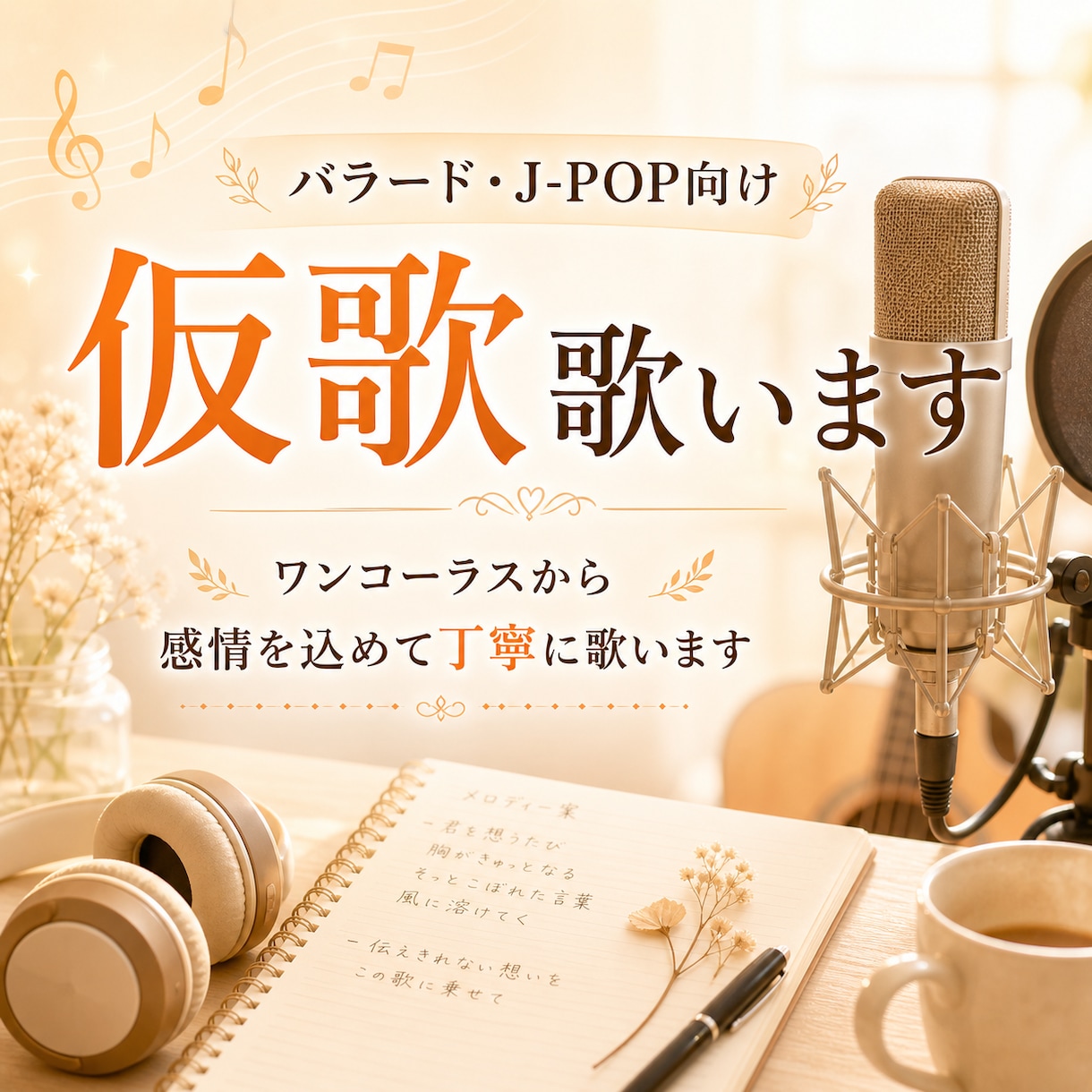 バラード・J-POP向けの仮歌を丁寧に歌います 感情が伝わる自然な歌声でデモ音源を形にします イメージ1