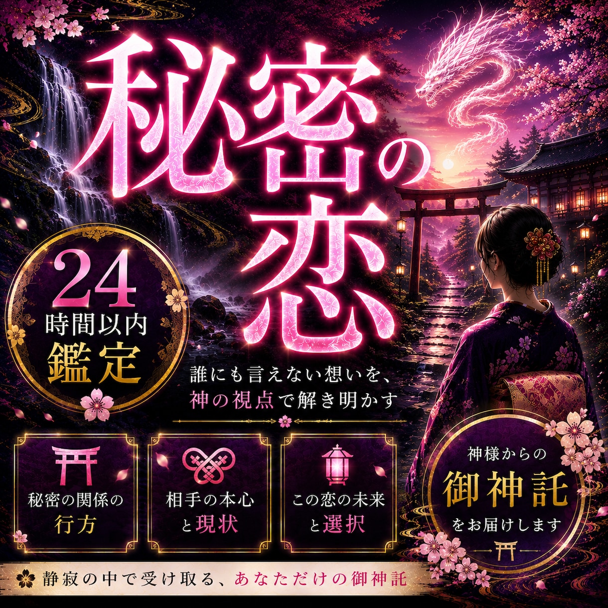 禁断の愛◆白龍神の御神託で二人の真実を明かします 秘密の恋。最上級霊視で彼の本音を暴き、関係の真実を明かします イメージ1