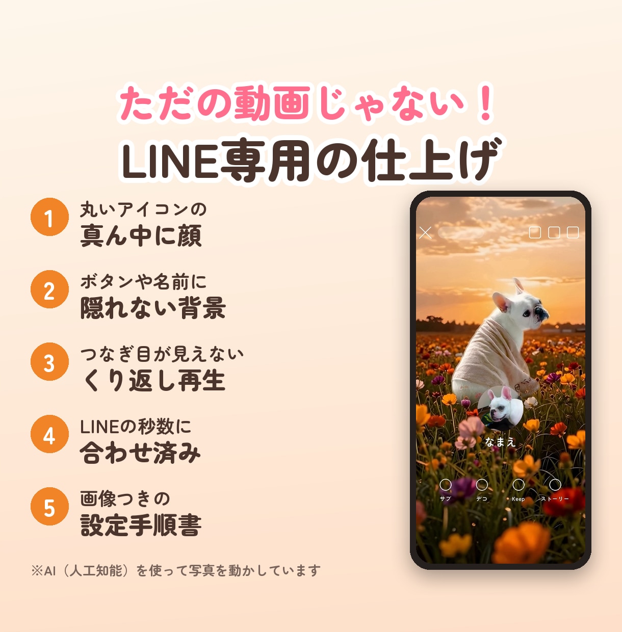 ぴよむす｜動くLINEアイコン＆背景を作ります ペットの写真がまばたき！LINE専用の仕上げでお届け イメージ3
