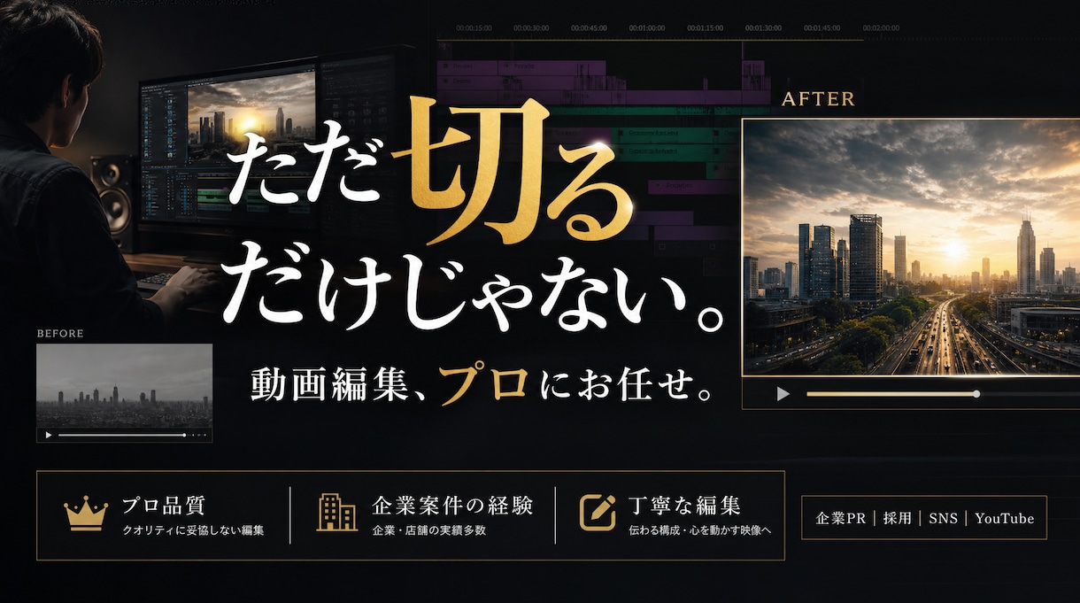 企業動画・PR動画の編集をプロ品質で仕上げます 伝えたいことまで考える動画編集 イメージ1