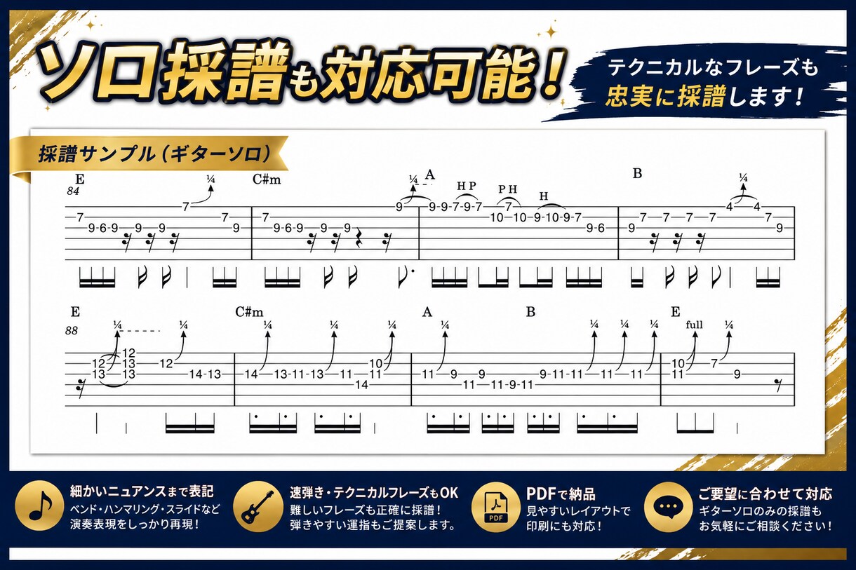 YouTube・音源からギターTAB譜を作成します あなたの曲や推しの曲を簡単に弾けるお手伝いをします！ イメージ3