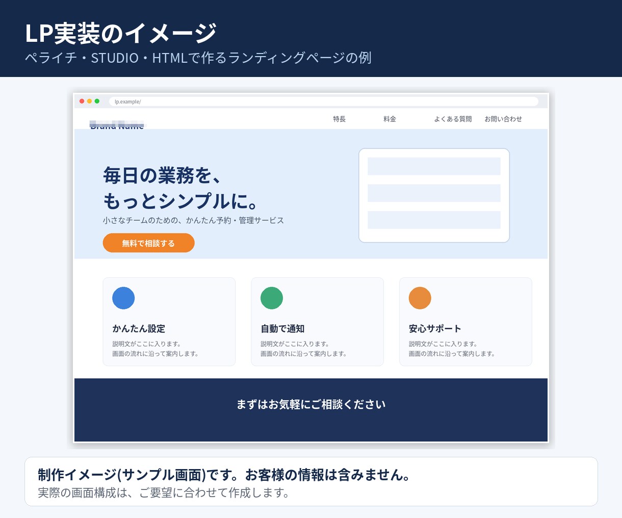ペライチ・STUDIO・HTMLでLPを実装します デザイン通りにスマホ対応で実装。公開設定まで対応 イメージ6