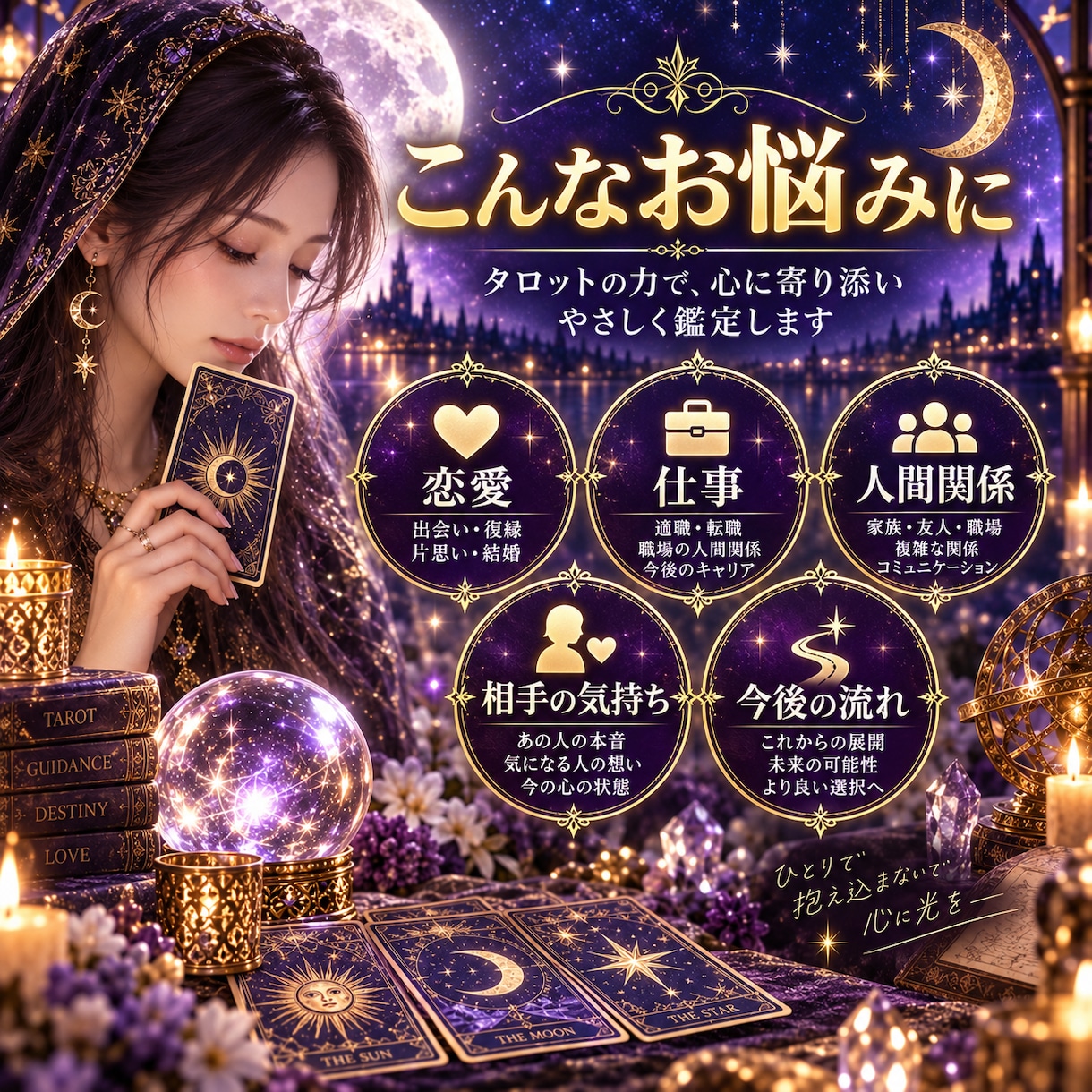 タロットで本音と未来を深く読み解きます アゲ鑑定なし｜恋愛・仕事・人間関係を具体的に鑑定 イメージ2