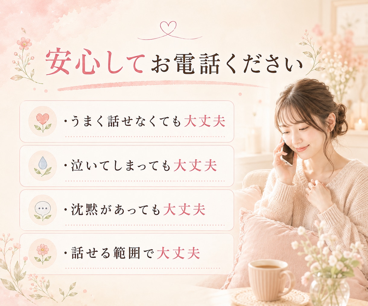 自分責めを止めたい。1分～やさしく一緒に整理します 人間関係・不安・後悔・自己否定・ひとり反省会を責めずに改善 イメージ5